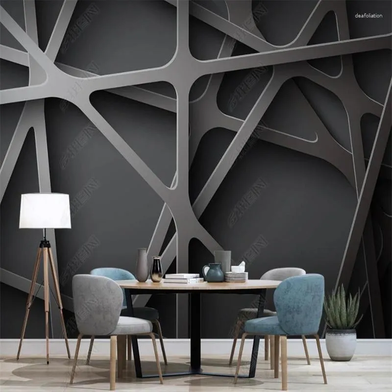 Modern 3D Stereo Triangle Geometry Grey Aesthetic Wallpaper